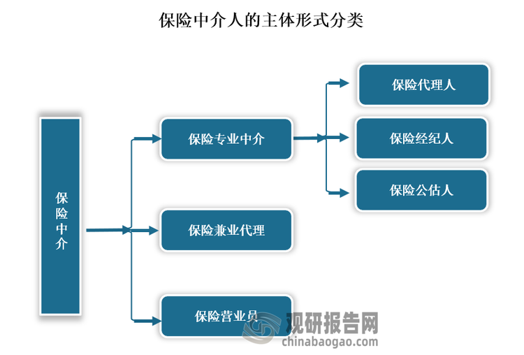 保险中介是指介于保险经营机构之间或保险经营机构与投保人之间，专门从事保险业务咨询与销售、风险管理与安排、价值衡量与评估、损失鉴定与理算等中介服务活动，并从中依法获取佣金或手续费的单位或个人。保险中介人的主体形式多样，包括保险专业中介、保险兼业代理以及保险营销员等。其中保险专业中介又包括保险代理人、保险经纪人和保险公估人。